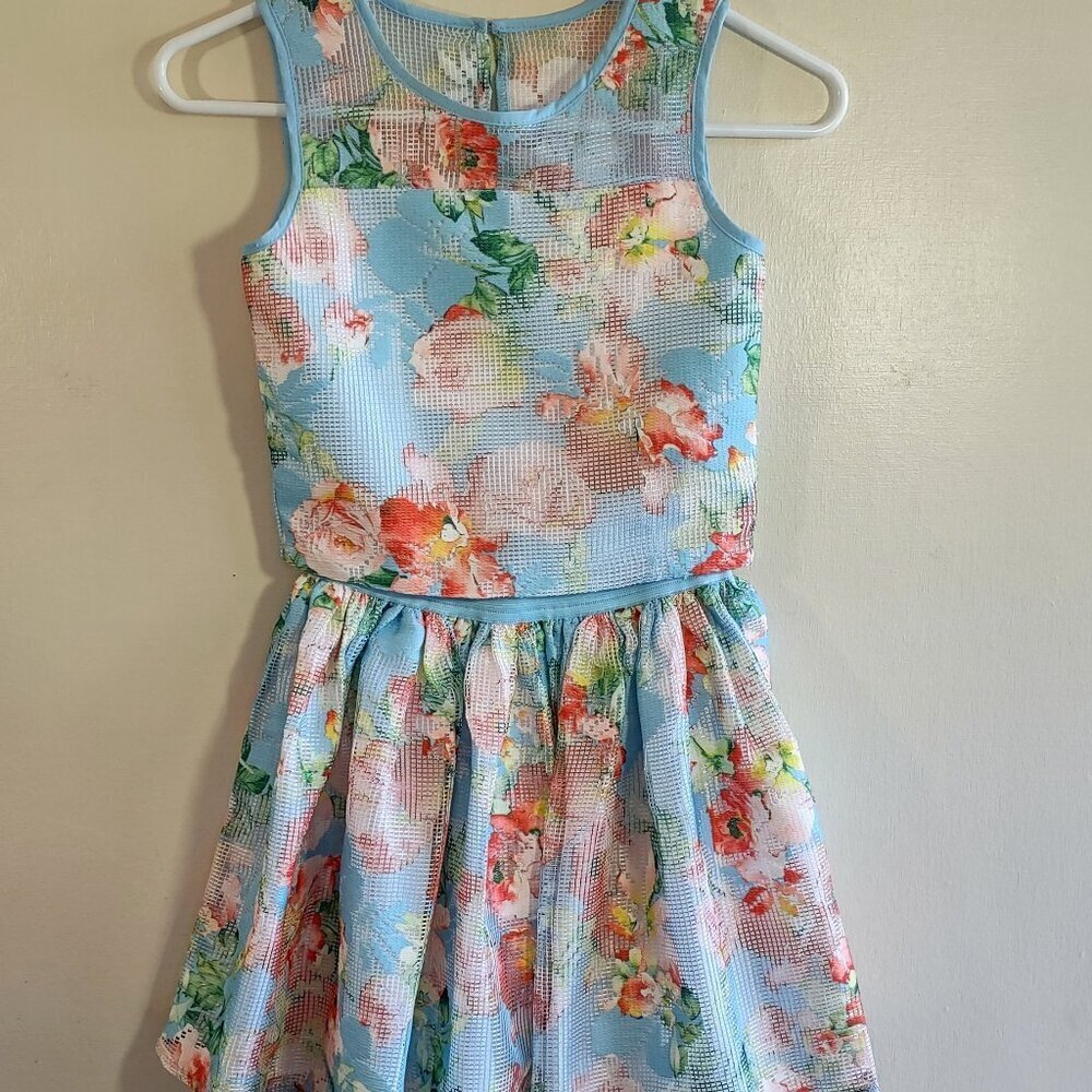 Pippa & Julie Floral 2 Piece Dress Set Top & Skirt Size 10 Cottage Party Wedding